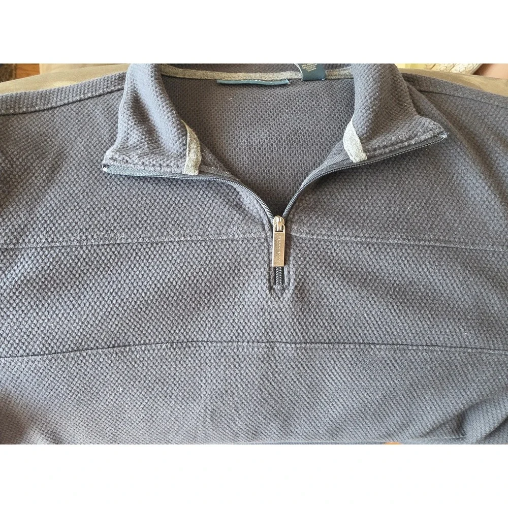 Perry Ellis Pullover Sweater Men M Navy Long Sleeve Collared Knit Top Shirt